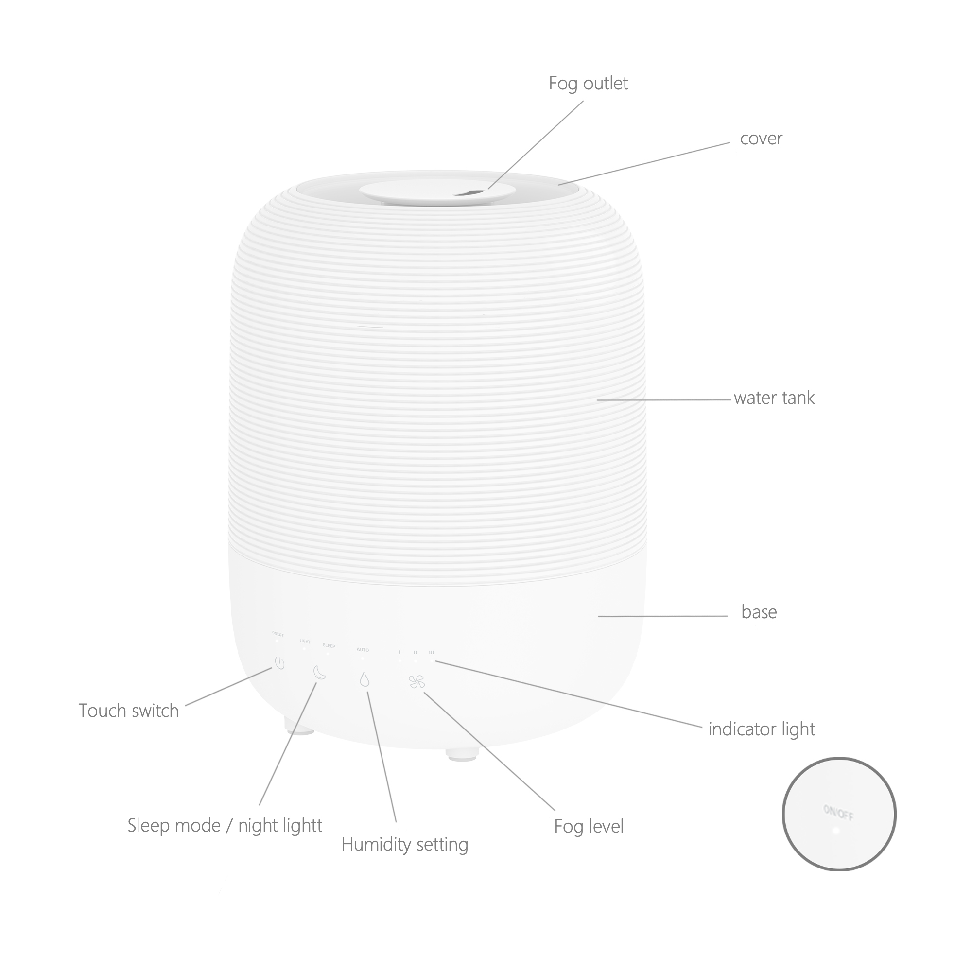 CF-2036T New Design Home Night Light Top Fill Cool Mist Humidifier with Magnetic Suspension Technology for Bedroom Large Room Office Healthcare 