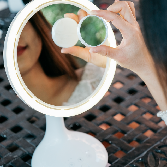 CF-M2000 Light luxury LED with fan USB rechargeable cosmetic mirror